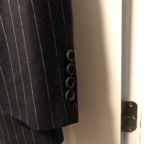 gieves & hawkes men's black 100%wool pinstripe sport coat jacket blazer size:40L - Picture 3 of 8